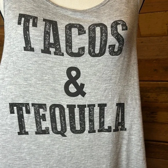 Gray Tank Top with Tacos & Tequila Print - Picture 4 of 5